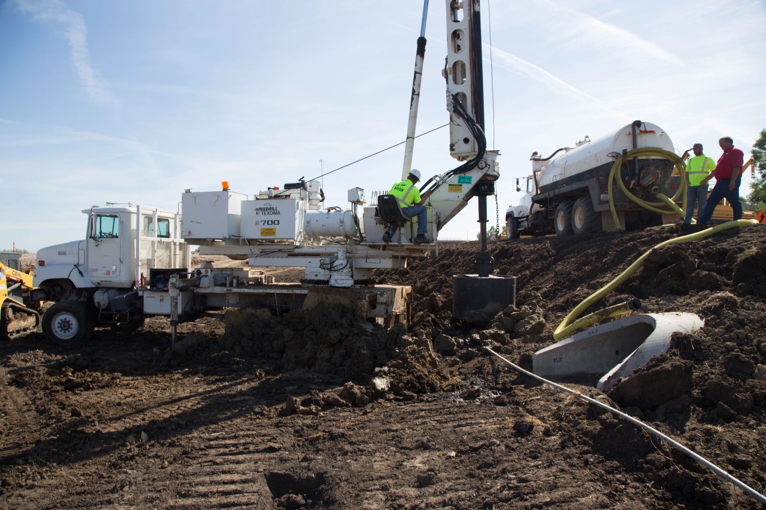 Pouring drilled concrete footings on a Sioux Falls foundation drilling job